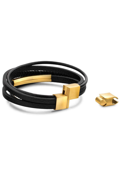 The Punisher Synthetic Leather Bracelet - Gold Black