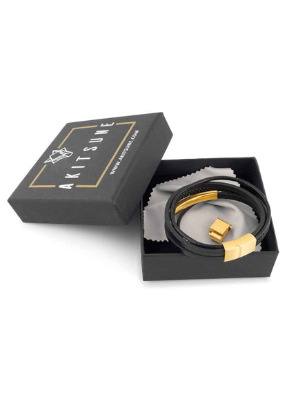The Punisher Synthetic Leather Bracelet - Gold Black