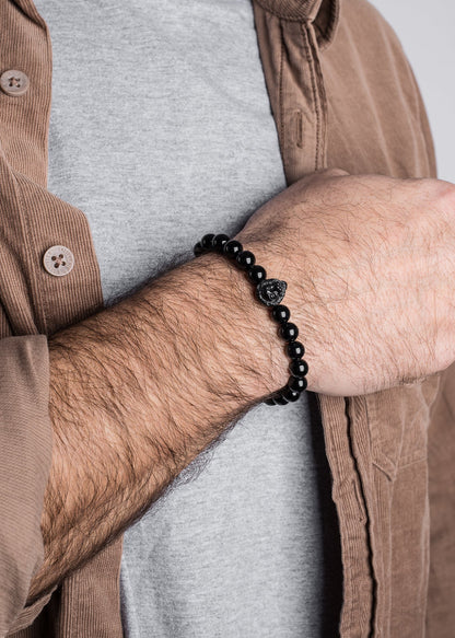 Regis Beaded Bracelet Matte Black - Black