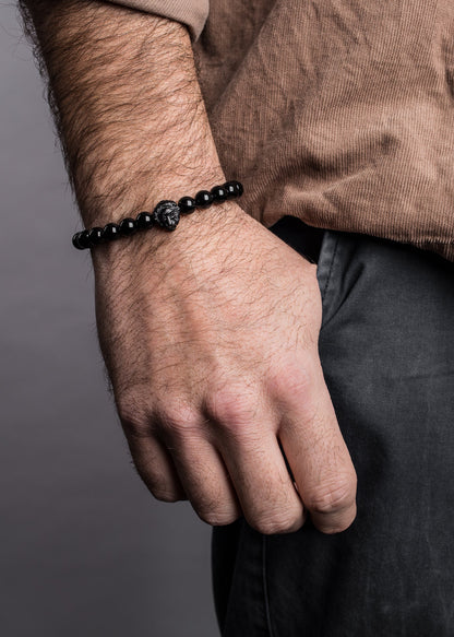 Regis Beaded Bracelet Matte Black - Black