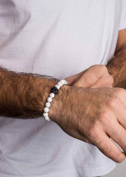 Regis Beaded Bracelet Matte Black - White Turquoise