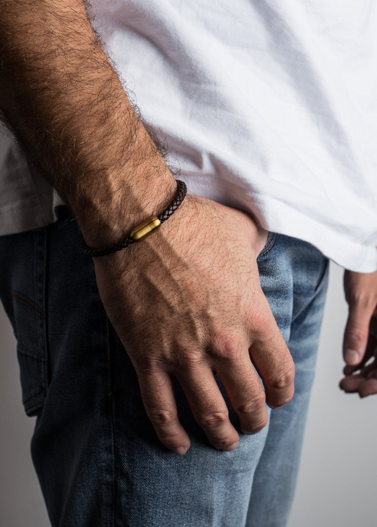 Silvus Leather Bracelet Gold - Brown