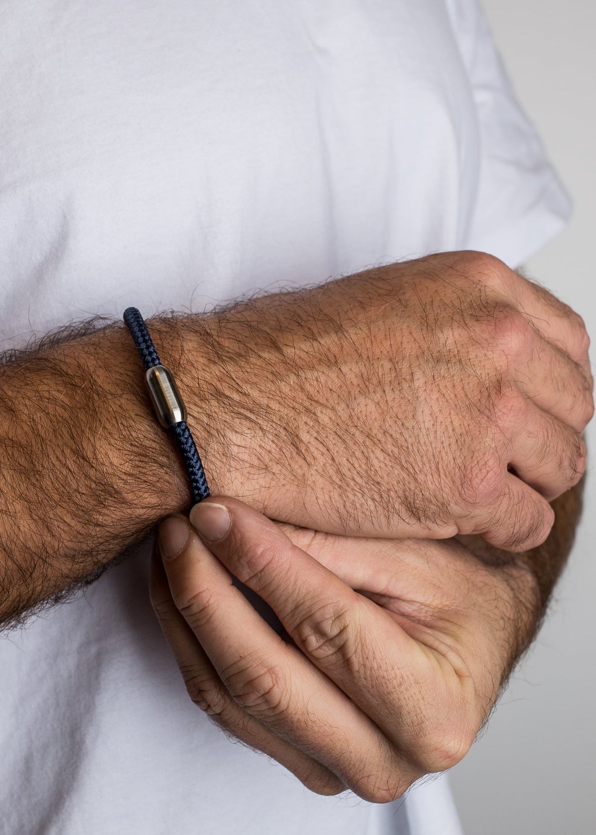 Silvus Nylon Bracelet - Matte Silver - Navyblue