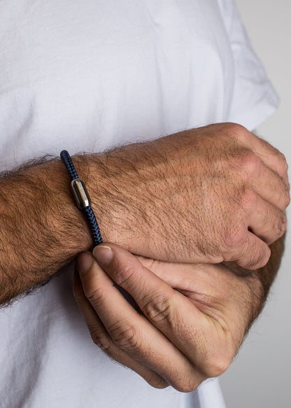 Silvus Nylon Bracelet - Matte Silver - Navyblue