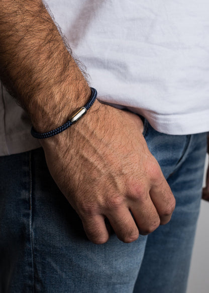 Silvus Nylon Bracelet - Matte Silver - Navyblue