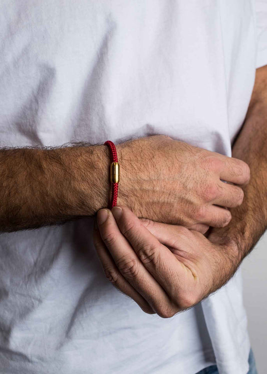 Silvus Nylon Bracelet - Matte Gold - Maroon