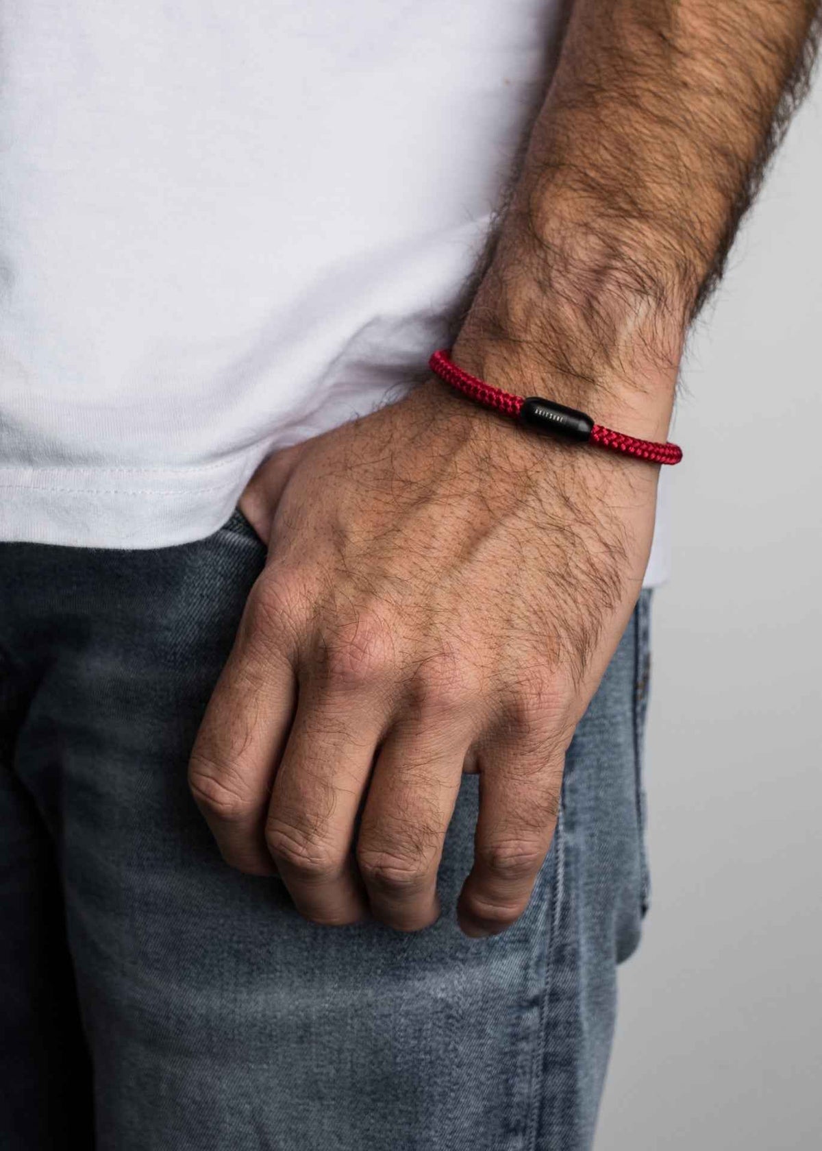 Silvus Nylon Bracelet - Matte Black - Wine red