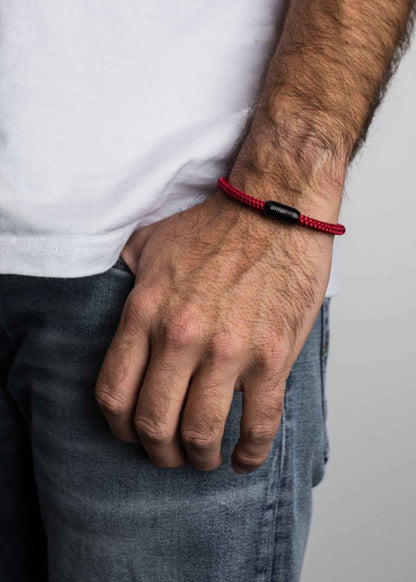 Silvus Nylon Bracelet - Matte Black - Wine red