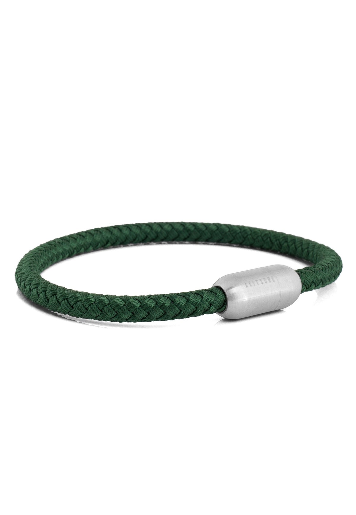 Silvus Nylon Bracelet - Matte Silver - Dark Green