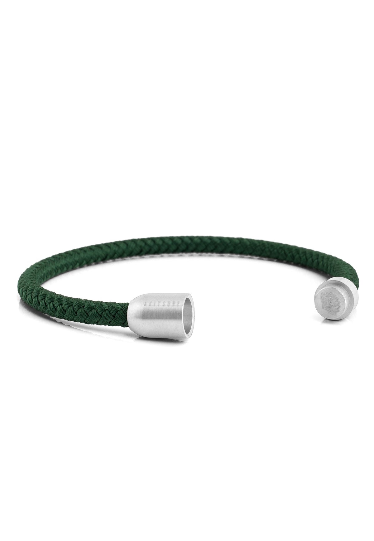 Silvus Nylon Bracelet - Matte Silver - Dark Green