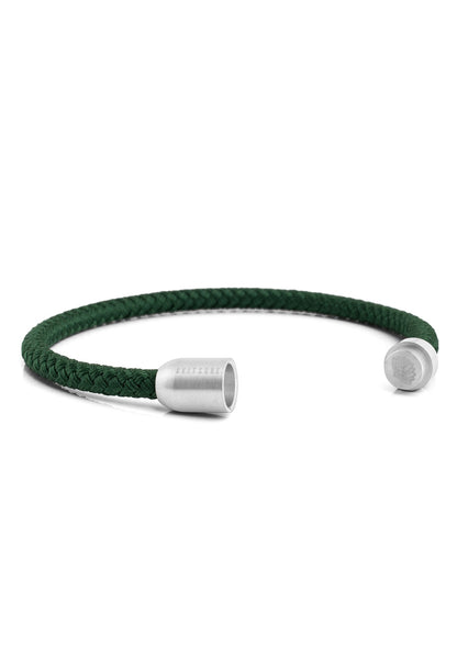 Silvus Nylon Bracelet - Matte Silver - Dark Green