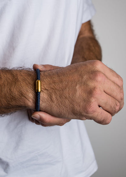 Silvus Nylon Bracelet - Matte Gold - Navyblue