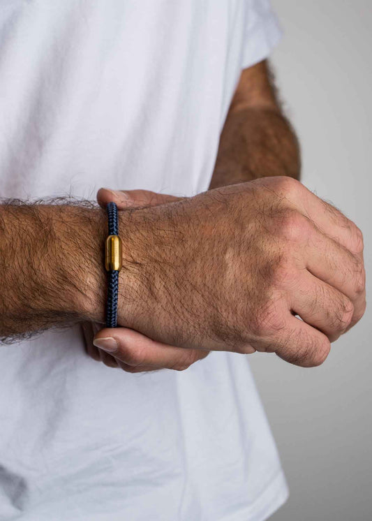 Silvus Nylon Bracelet - Matte Gold - Navyblue