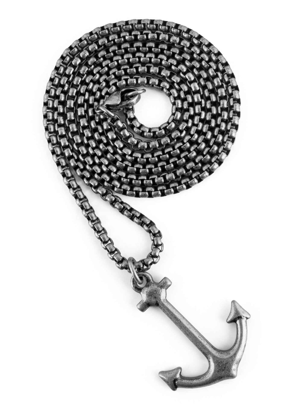 Portus Anchor Pendant / Necklace Antique Silver 70 cm