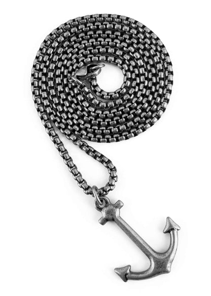 Portus Anchor Pendant / Necklace Antique Silver 70 cm