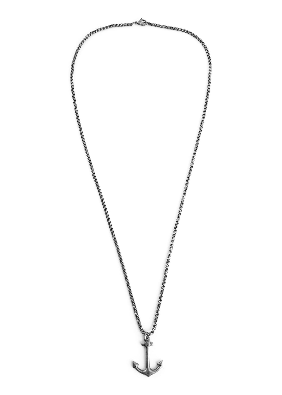 Portus Anchor Pendant / Necklace Antique Silver 70 cm