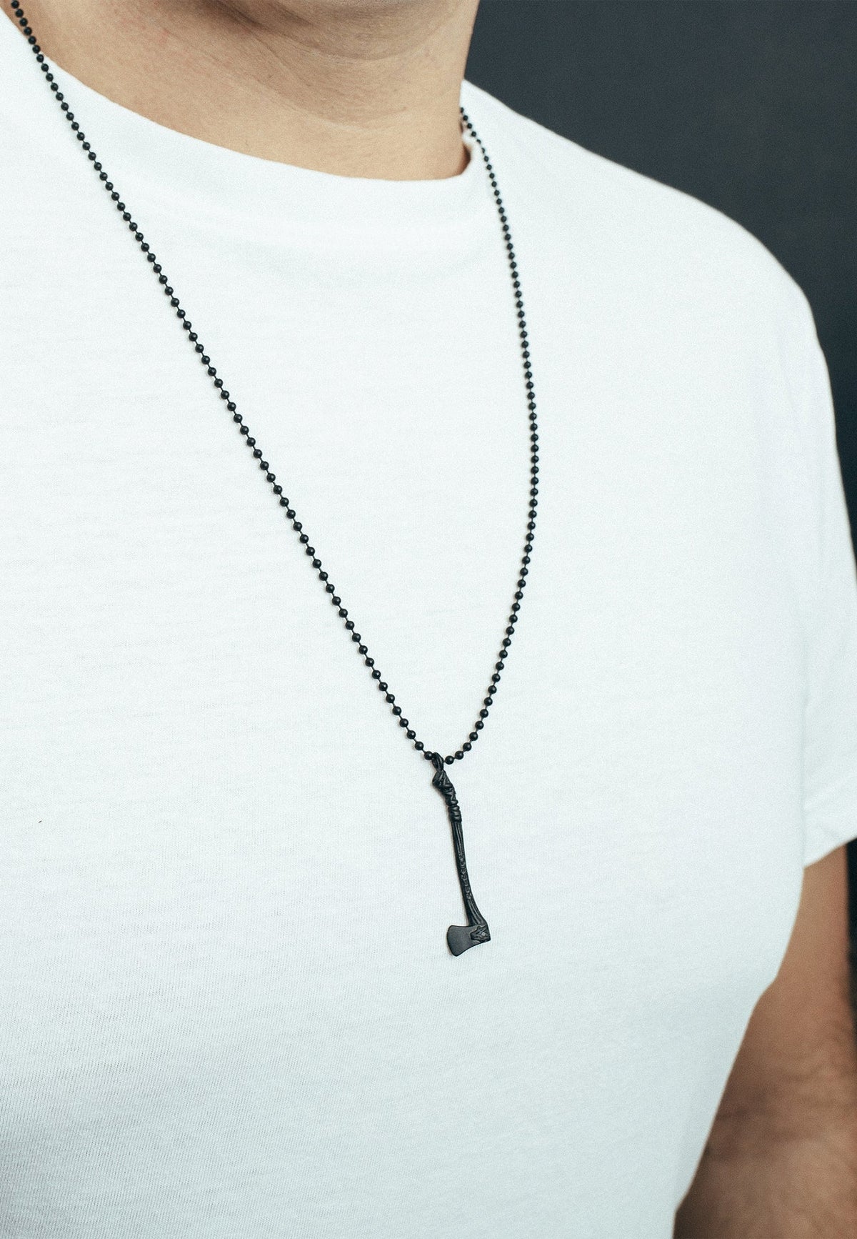 Securis Pendant / Necklace Matte Black 70 cm