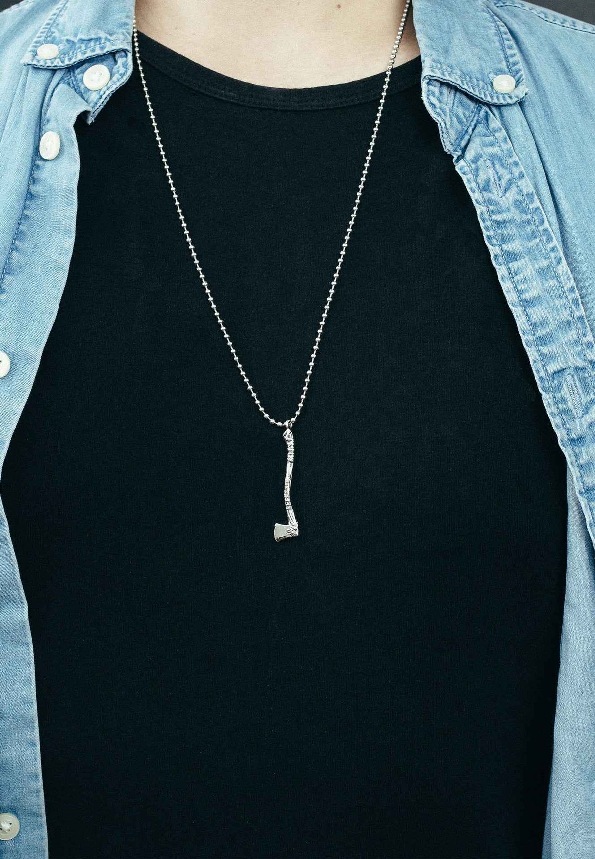 Securis Pendant / Necklace Silver 70 cm