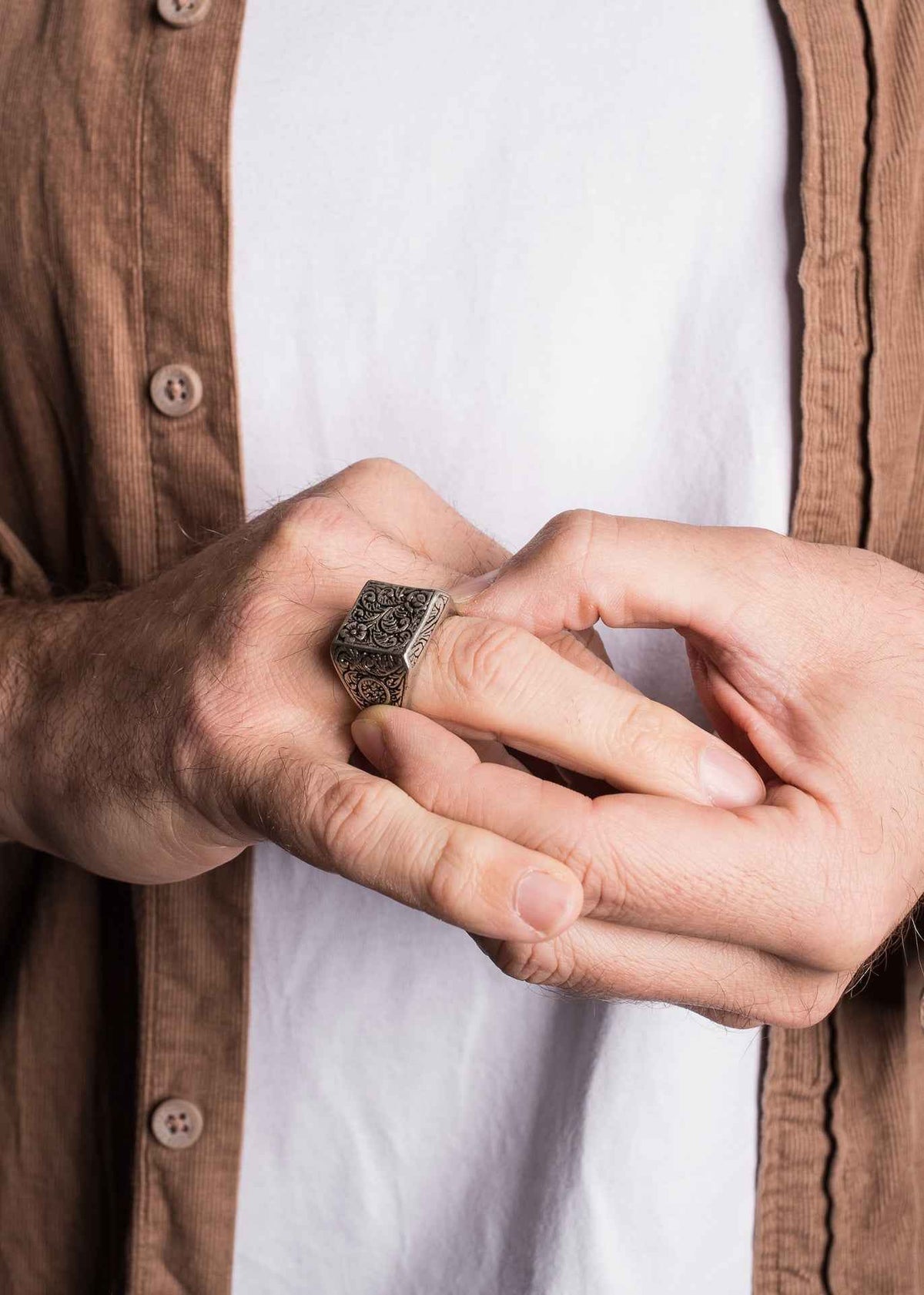 Floral Ring Antique Silver