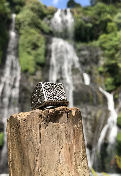 Floral Ring Antique Silver
