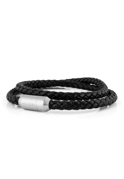 Suprema Leather Bracelet Silver - Black
