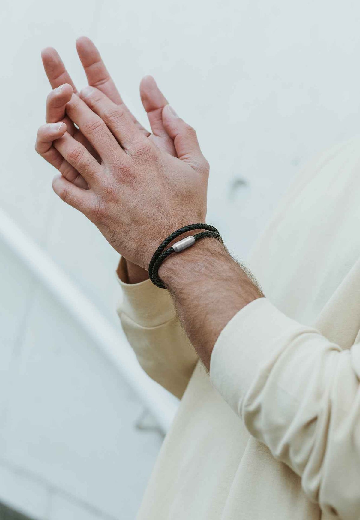 Suprema Leather Bracelet Silver - Black