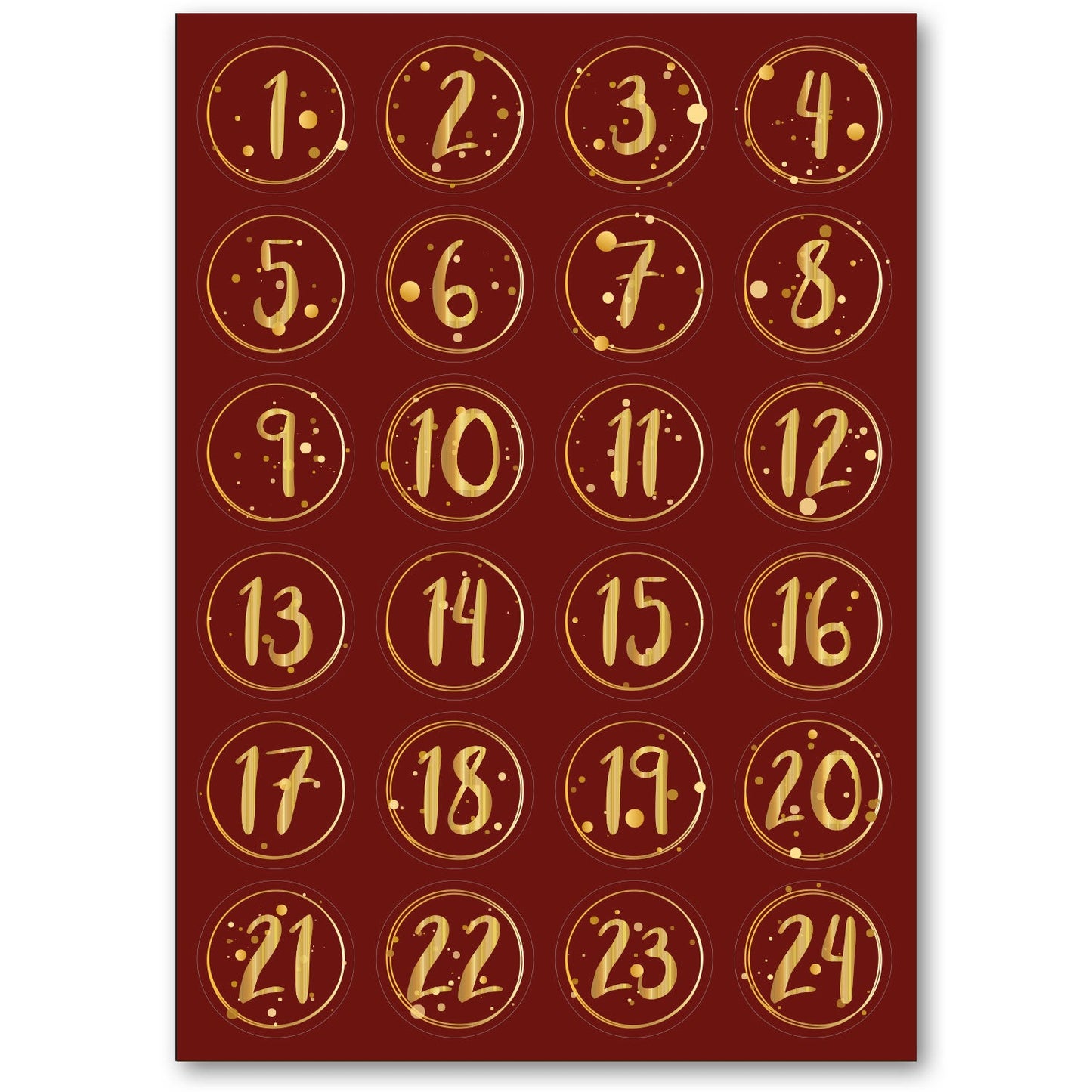 Adventskalender Zahlenaufkleber zum basteln mit bunten Zahlen für Weihnachten zum Selbstgestalten