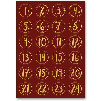 Adventskalender Zahlenaufkleber zum basteln mit bunten Zahlen für Weihnachten zum Selbstgestalten
