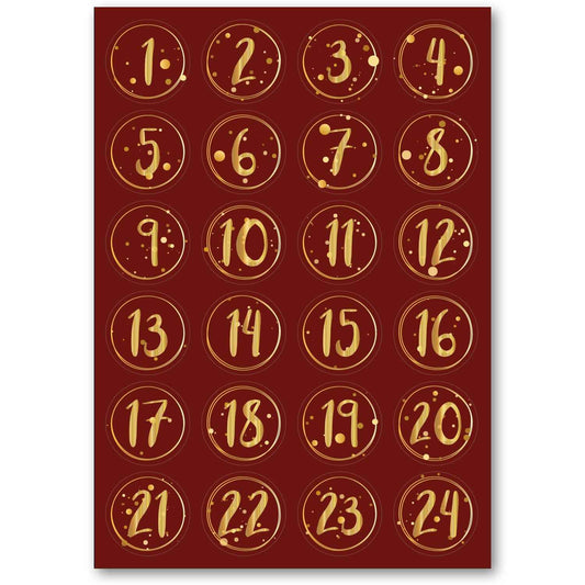 Adventskalender Zahlenaufkleber zum basteln mit bunten Zahlen für Weihnachten zum Selbstgestalten