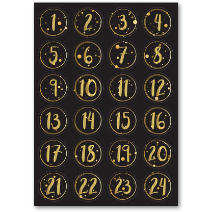 Adventskalender Zahlenaufkleber zum basteln mit bunten Zahlen für Weihnachten zum Selbstgestalten