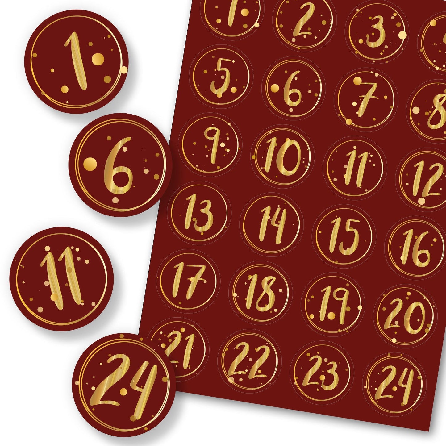 Adventskalender Zahlenaufkleber zum basteln mit bunten Zahlen für Weihnachten zum Selbstgestalten
