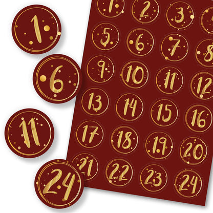 Adventskalender Zahlenaufkleber zum basteln mit bunten Zahlen für Weihnachten zum Selbstgestalten