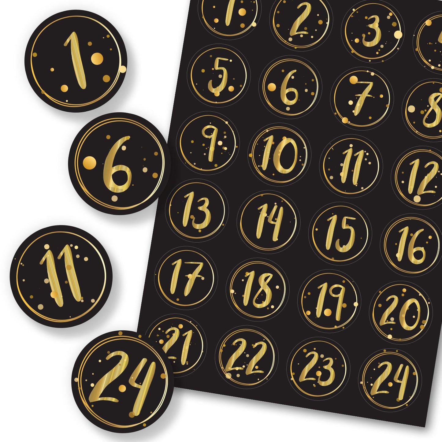 Adventskalender Zahlenaufkleber zum basteln mit bunten Zahlen für Weihnachten zum Selbstgestalten
