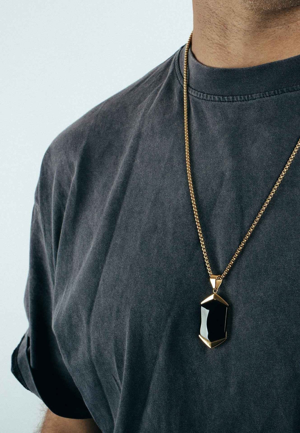 Abyss Pendant / Necklace Gold - Black 70 cm