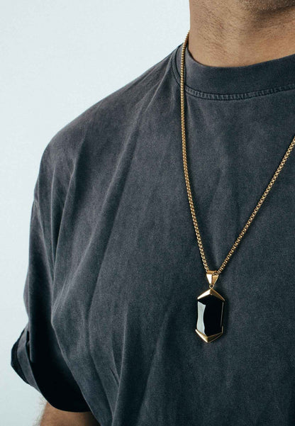 Abyss Pendant / Necklace Gold - Black 70 cm