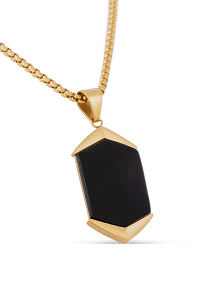 Abyss Pendant / Necklace Gold - Black 70 cm