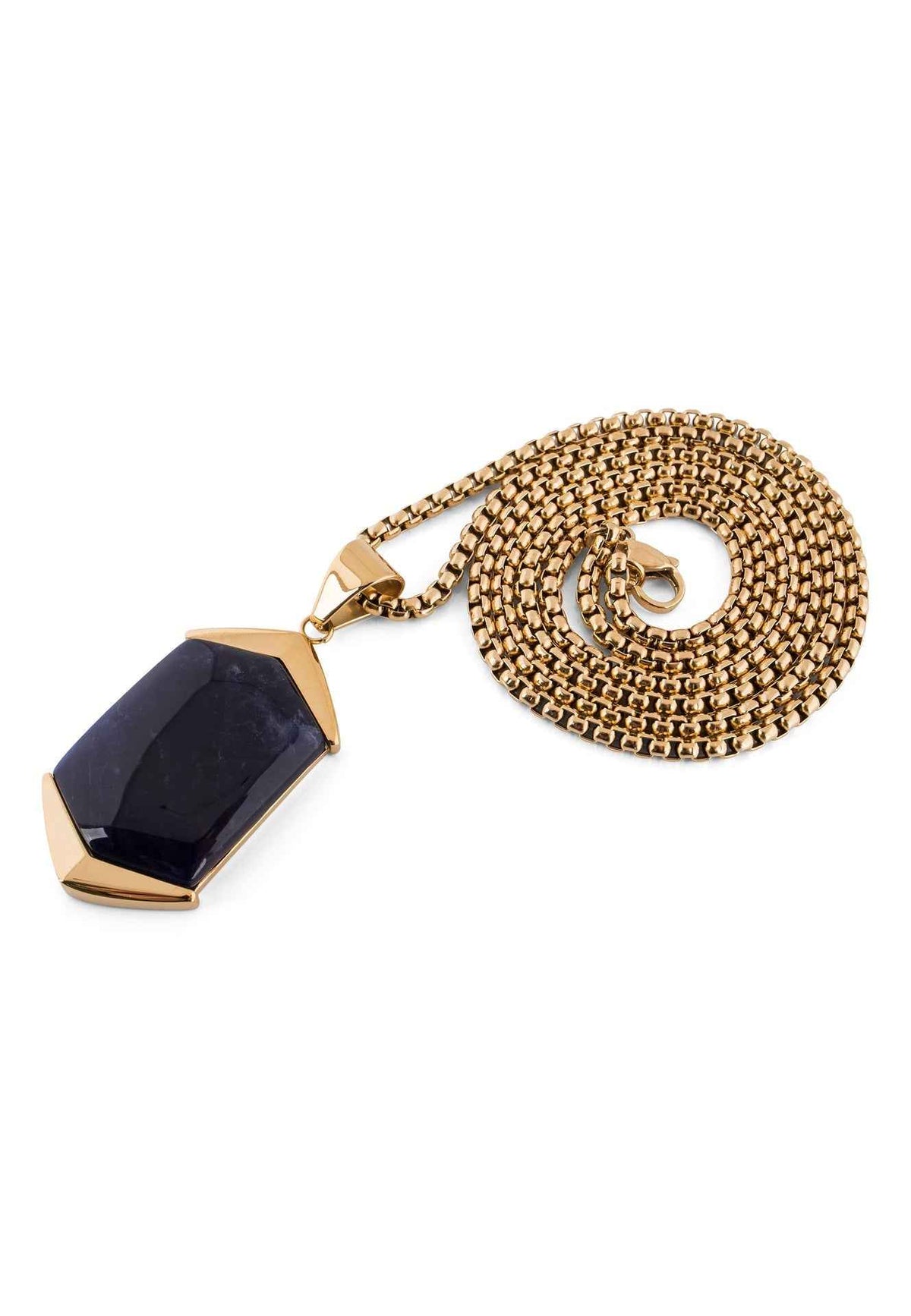 Abyss Pendant / Necklace Gold - Blue Achat 70 cm