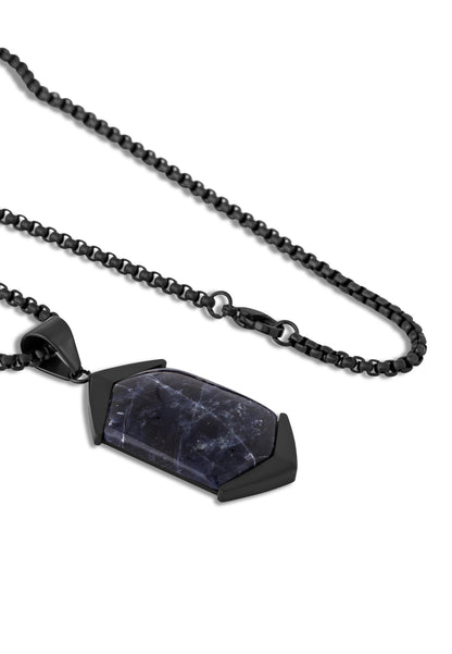 Abyss Pendant / Necklace Matte Black - Blue Achat 70 cm
