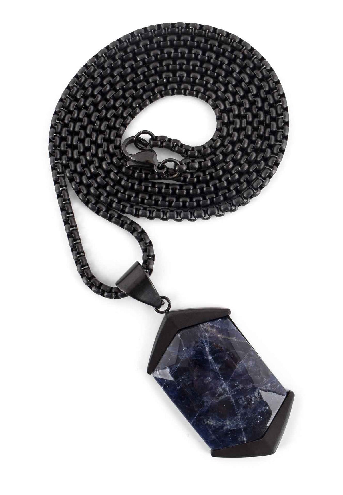 Abyss Pendant / Necklace Matte Black - Blue Achat 70 cm