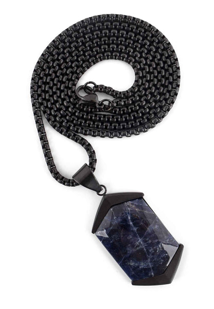 Abyss Pendant / Necklace Matte Black - Blue Achat 70 cm