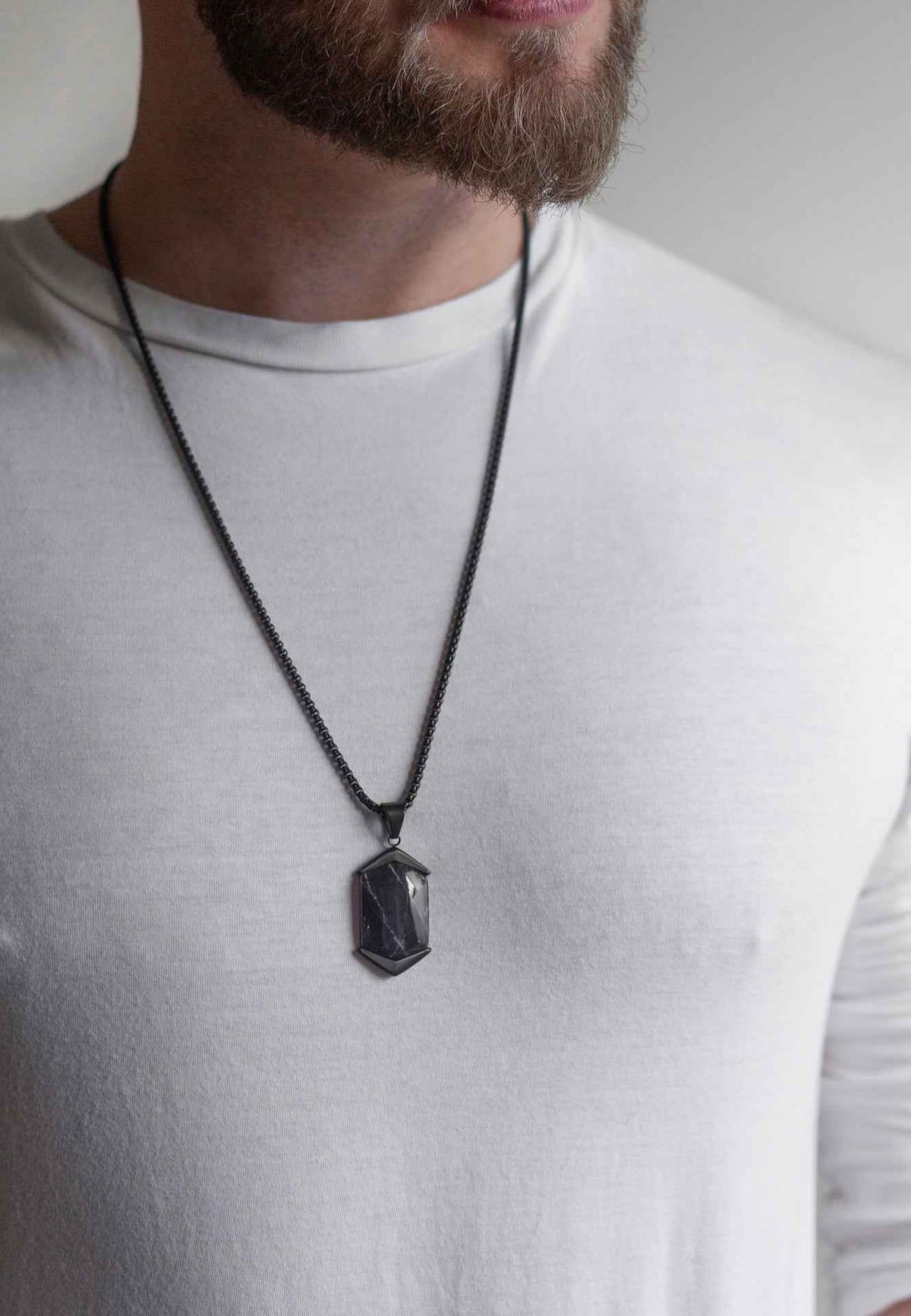 Abyss Pendant / Necklace Matte Black - Blue Achat 70 cm