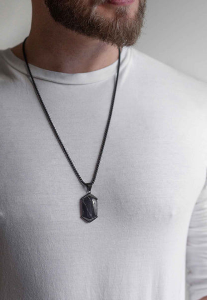Abyss Pendant / Necklace Matte Black - Blue Achat 70 cm