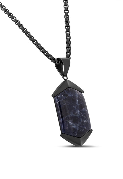 Abyss Pendant / Necklace Matte Black - Blue Achat 70 cm