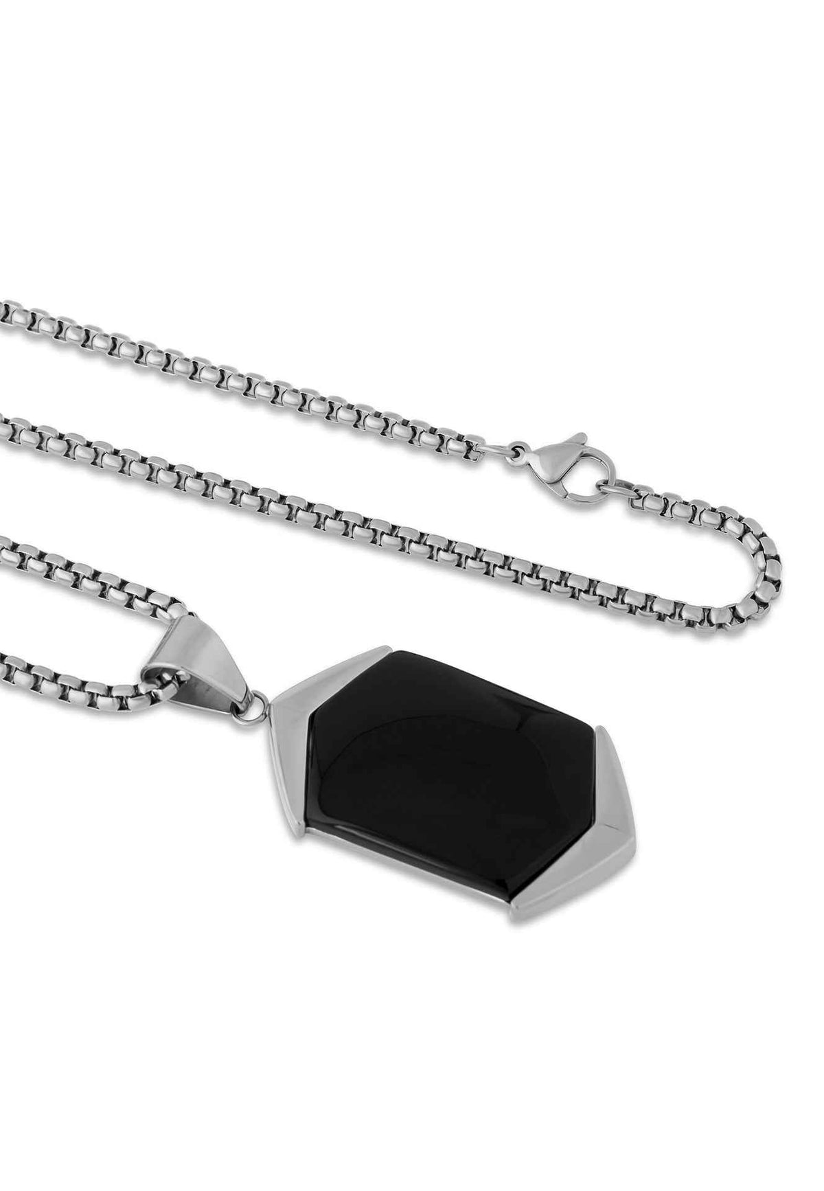 Abyss Pendant / Necklace Silver - Black 70 cm