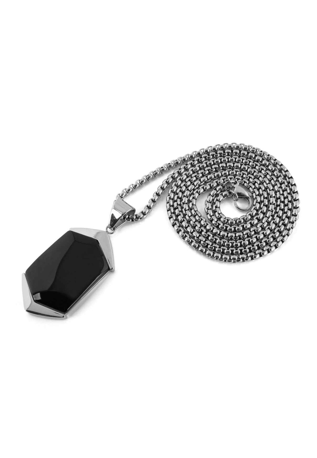 Abyss Pendant / Necklace Silver - Black 70 cm