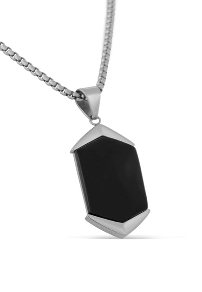 Abyss Pendant / Necklace Silver - Black 70 cm