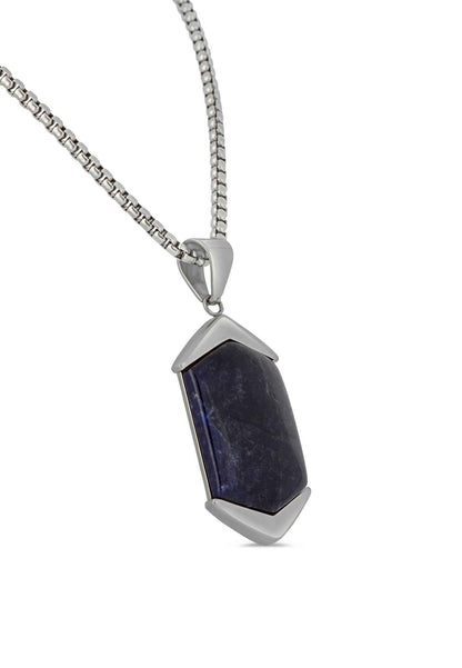 Abyss Pendant / Necklace Silver - Blue Achat 70 cm