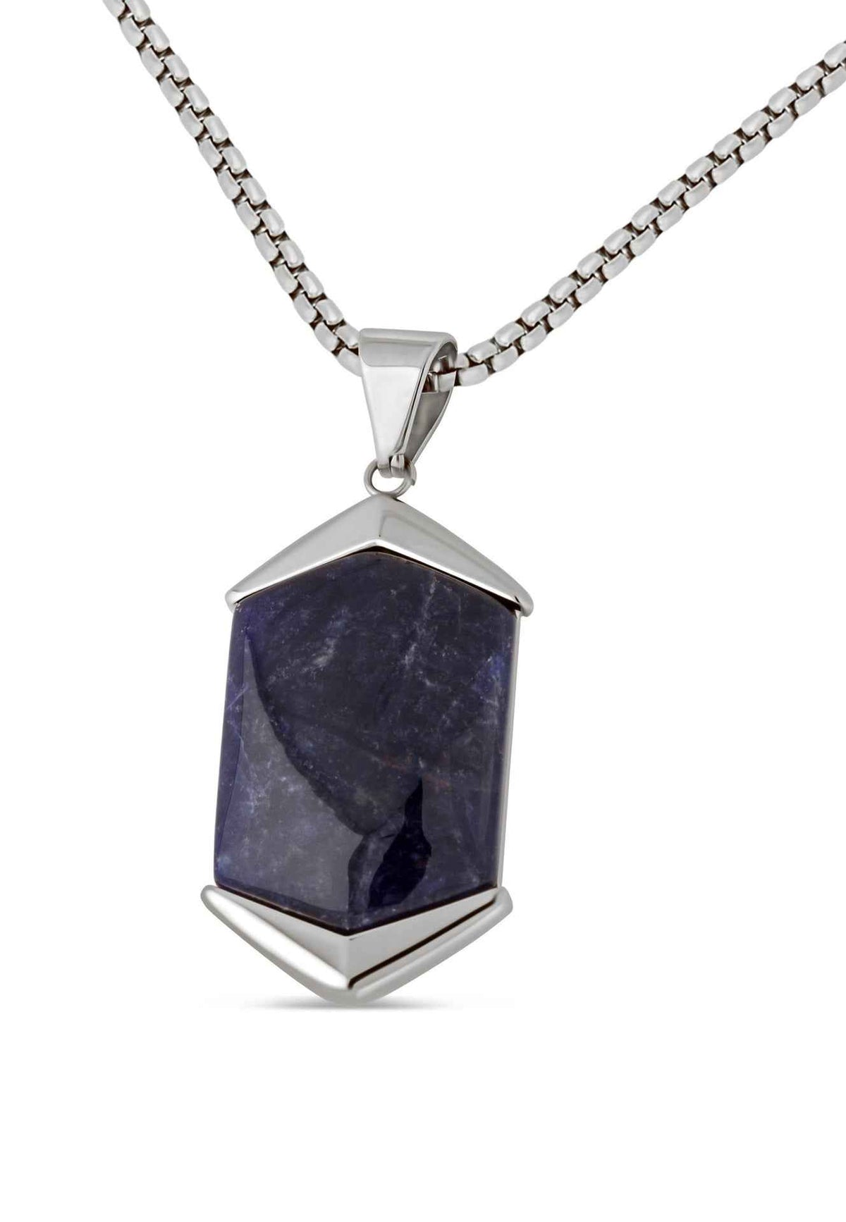 Abyss Pendant / Necklace Silver - Blue Achat 70 cm