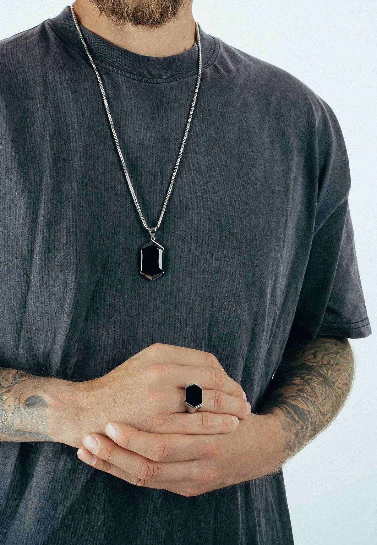 Abyss Ring Silver - Black
