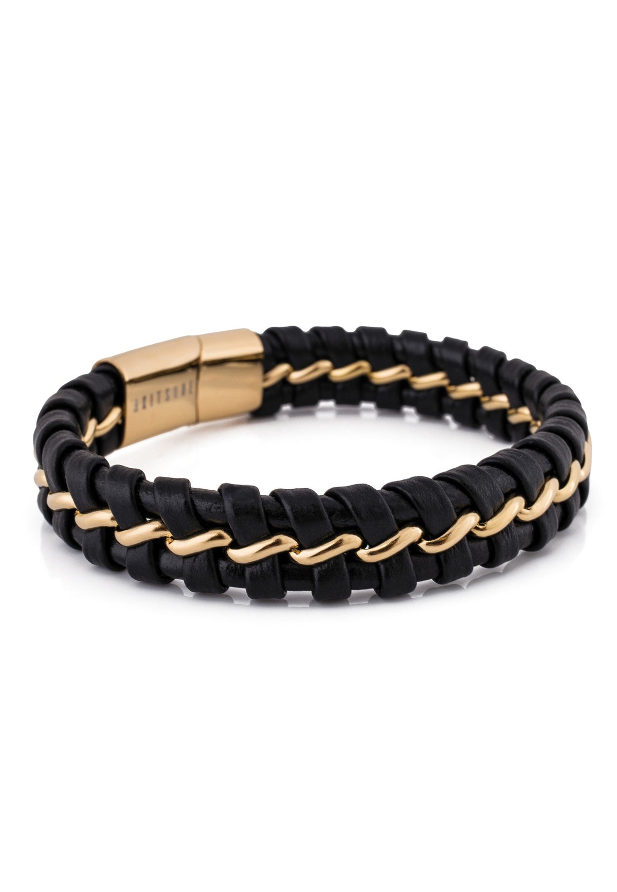 Adeptus Leather Bracelet - Gold Black